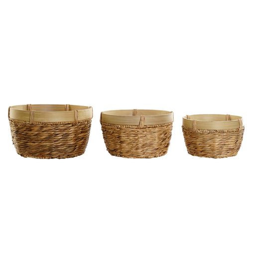 Basket Set Dkd Home Decor Bamboo Tropical Rushes 40 x 23 Cm