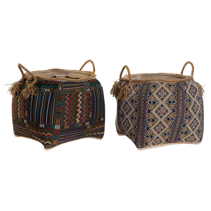 Basket Dkd Home Decor Natural Fibre 41 X 41 X 40 Cm Boho 2 Units