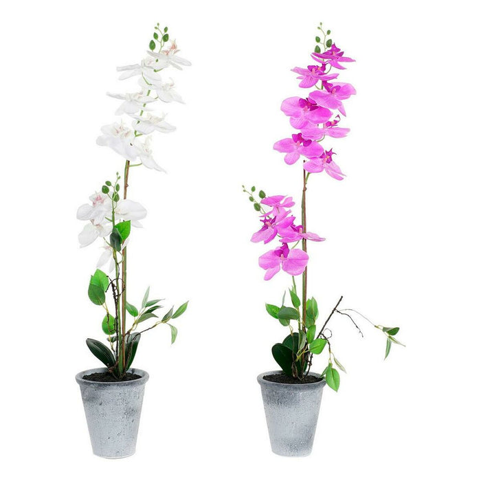 Decorative Plant Dkd Home Decor 21 X 21 X 82 Cm Lilac White Orchid 2 Units