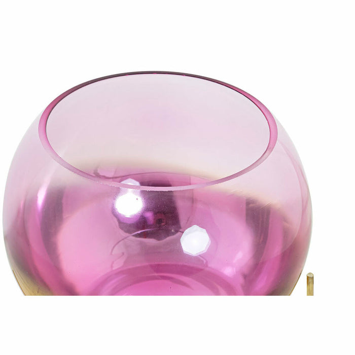 Candleholder Dkd Home Decor Pink Golden Metal Crystal 19 x