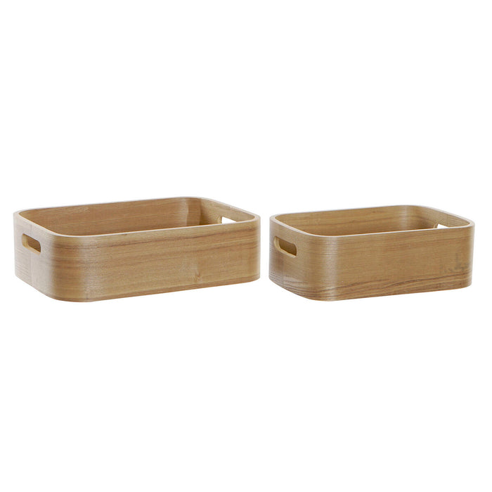 Set Of Decorative Boxes Dkd Home Decor Natural Mdf Wood 35.5 X 25 X 10 Cm