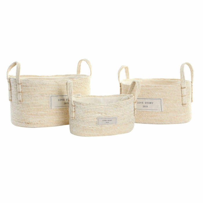 Basket Set Dkd Home Decor Cotton Fibre 34 x 23 20 Cm