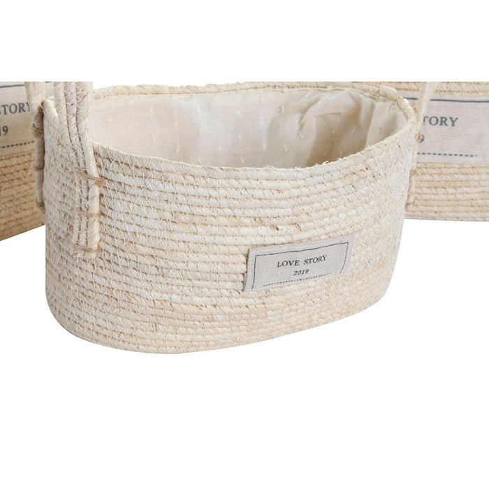 Basket Set Dkd Home Decor Cotton Fibre 34 x 23 20 Cm