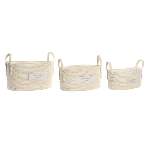 Basket Set Dkd Home Decor Cotton Fibre 34 x 23 20 Cm