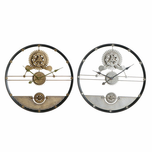 Wall Clock Dkd Home Decor Silver Golden Iron Gears 60 x 5