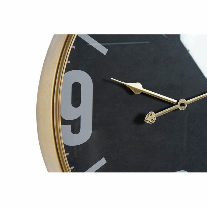 Wall Clock Dkd Home Decor Crystal Black Golden Iron 60 X 6.5 X 80 Cm