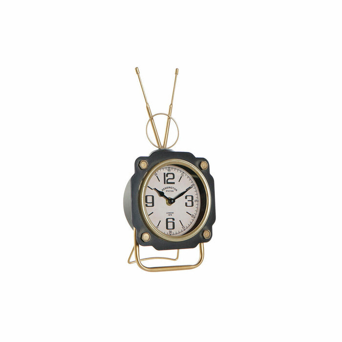Table Clock Dkd Home Decor Black Golden Crystal Iron Vintage 15.5 X 8.5 X 32 Cm
