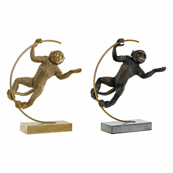 Decorative Figure Dkd Home Decor 33 X 25 X 48 Cm Black Golden Monkey Modern 2 Units