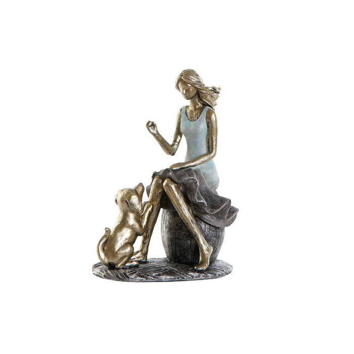 Decorative Figure Dkd Home Decor Blue Golden Lady 13 X 8.5 X 17.5 Cm