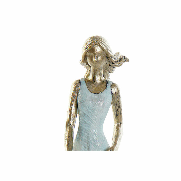 Decorative Figure Dkd Home Decor 16 X 9.5 X 24 Cm Blue Golden Family