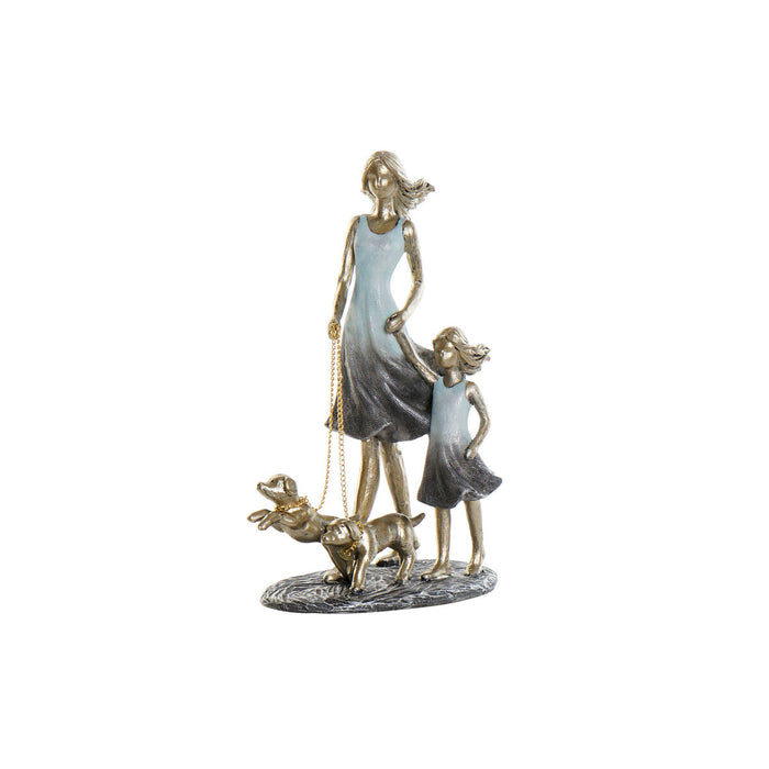 Decorative Figure Dkd Home Decor 16 X 9.5 X 24 Cm Blue Golden Family