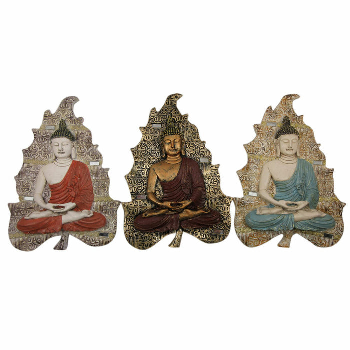 Wall Decoration Dkd Home Decor Blue Red Golden Buddha Oriental 19 X 3.1 X 26.5 Cm 3 Pieces