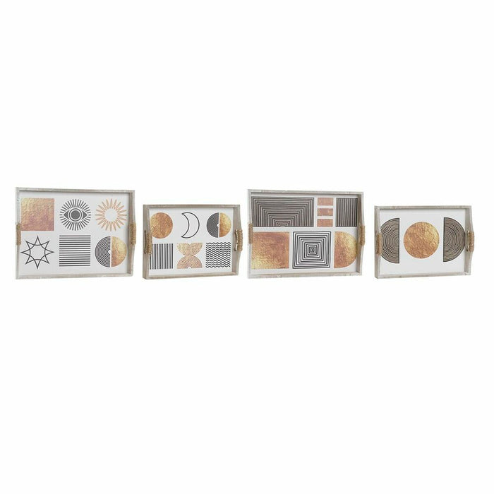 Set Of Trays Dkd Home Decor Black Golden White 40 X 30 X 6 Cm 2 Units