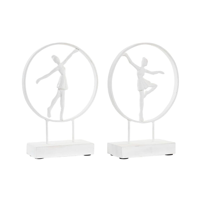 Decorative Figure Dkd Home Decor 23 X 9 X 33 Cm White Ballet Dancer 2 Units