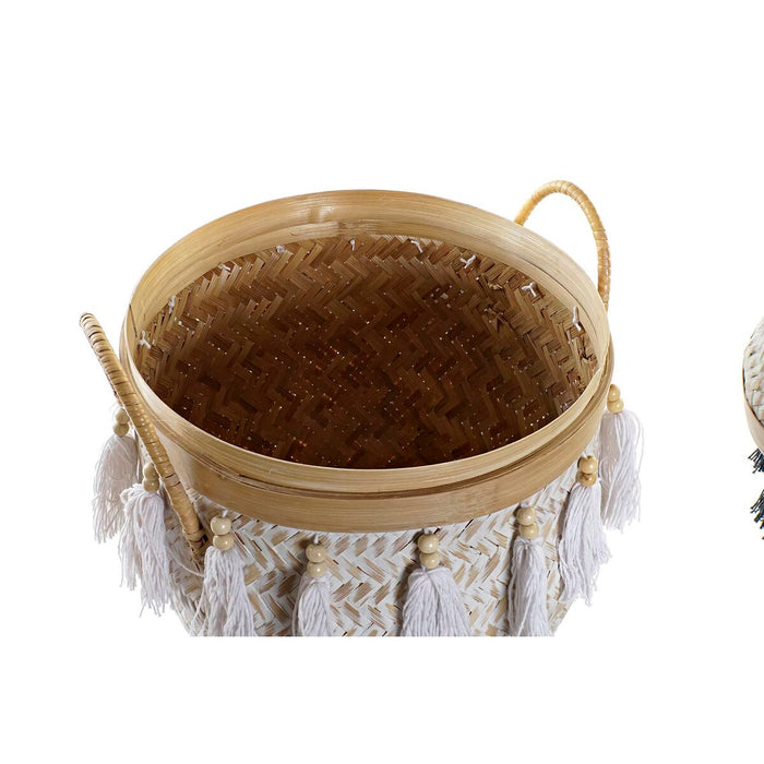 Basket Set Dkd Home Decor 39 x 55 Cm Bamboo Fringe Boho