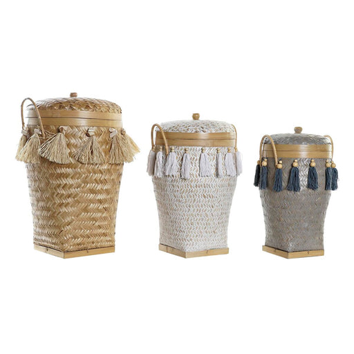 Basket Set Dkd Home Decor 39 x 55 Cm Bamboo Fringe Boho