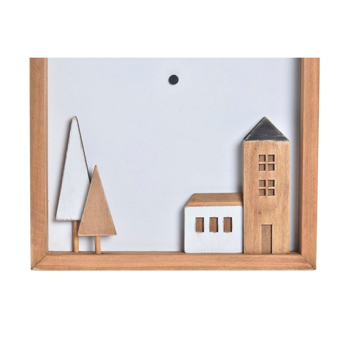 Wall Clock Dkd Home Decor White Brown Wood Houses Urban 20 X 4 X 30 Cm