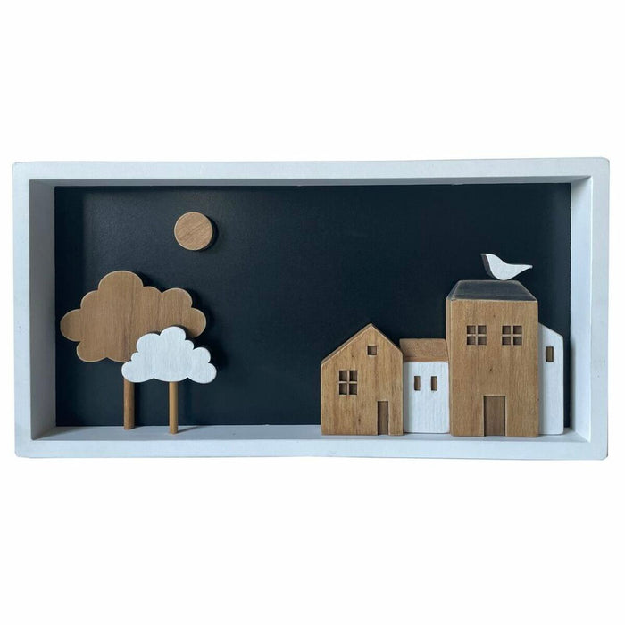 Wall Decoration Dkd Home Decor White Brown Houses Urban 40 X 3.5 X 20 Cm