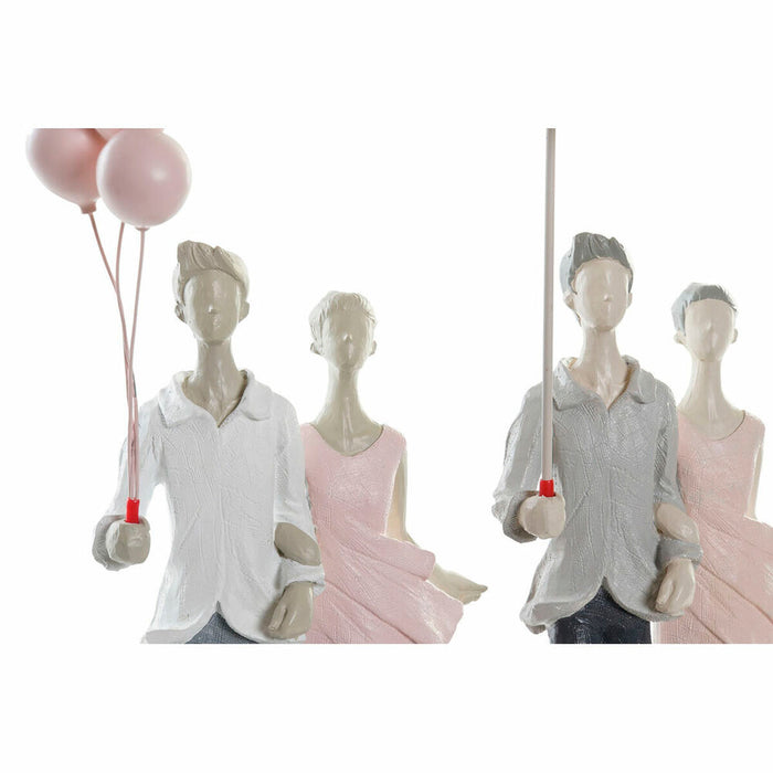 Decorative Figure Dkd Home Decor Grey Pink 18 X 10 X 37 Cm Pair 2 Units