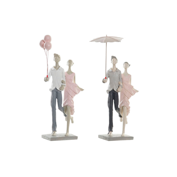 Decorative Figure Dkd Home Decor Grey Pink 18 X 10 X 37 Cm Pair 2 Units