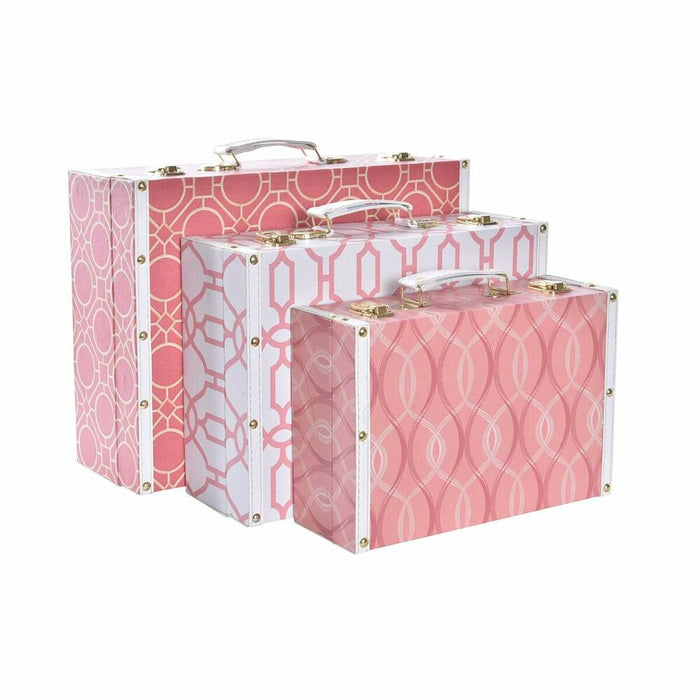 Set Of Decorative Boxes Dkd Home Decor Canvas Wood 40 X 31 X 15 Cm