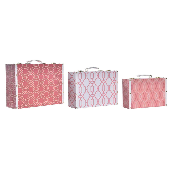 Set Of Decorative Boxes Dkd Home Decor Canvas Wood 40 X 31 X 15 Cm