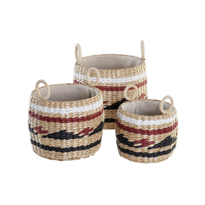 Basket Set Dkd Home Decor Natural Fibre 30 x 25 Cm