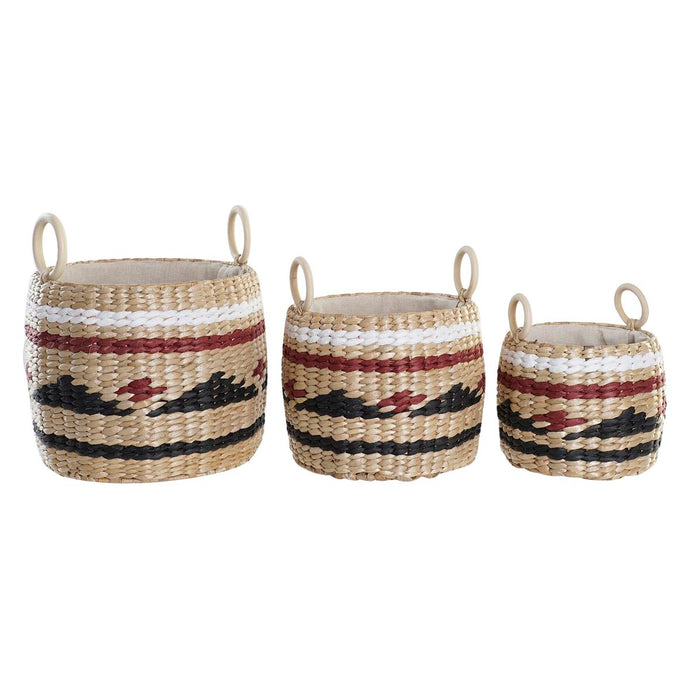 Basket Set Dkd Home Decor Natural Fibre 30 x 25 Cm