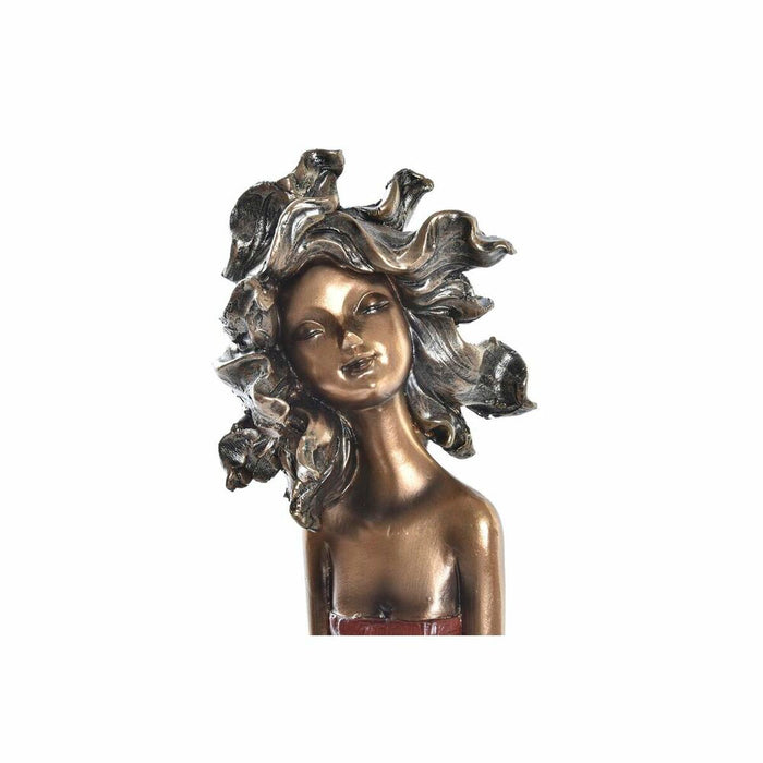 Decorative Figure Dkd Home Decor Red Turquoise Golden Lady 20 X 9 X 23 Cm 2 Units