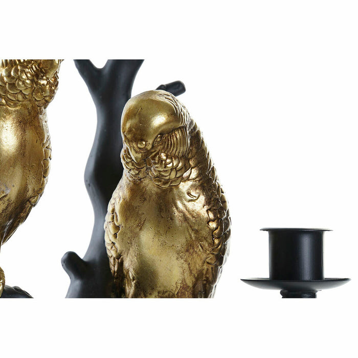 Candle Holder Dkd Home Decor Black Golden Resin Parrot