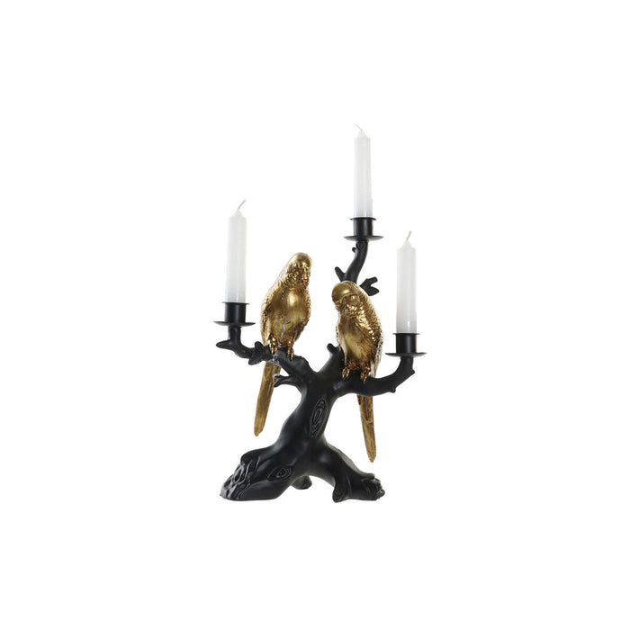 Candle Holder Dkd Home Decor Black Golden Resin Parrot