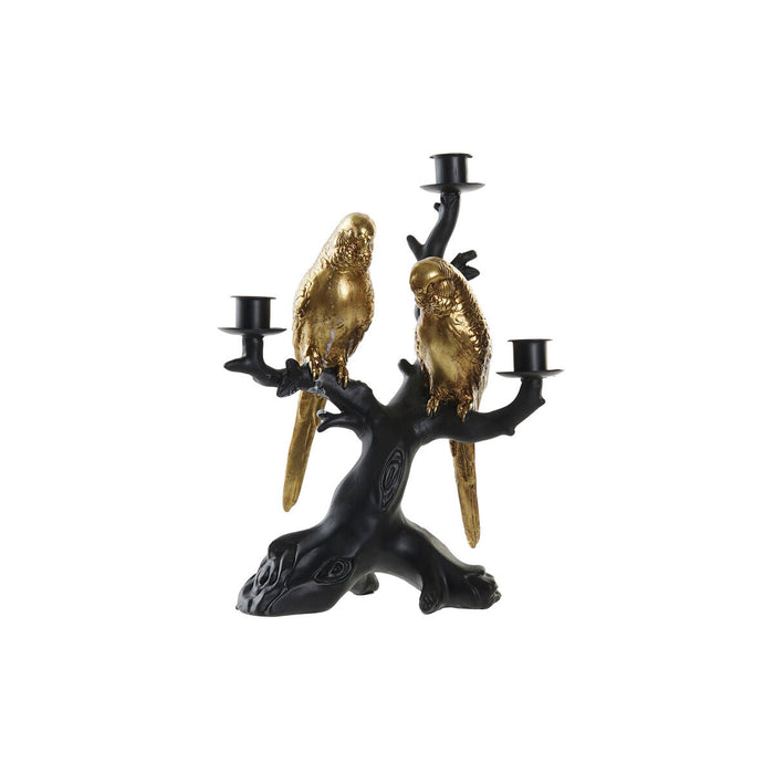 Candle Holder Dkd Home Decor Black Golden Resin Parrot