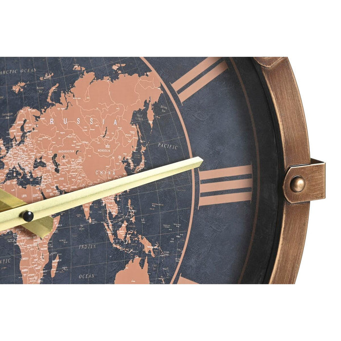 Wall Clock Dkd Home Decor 42 X 8.5 X 54 Cm Crystal Silver Golden Iron World Map 2 Units