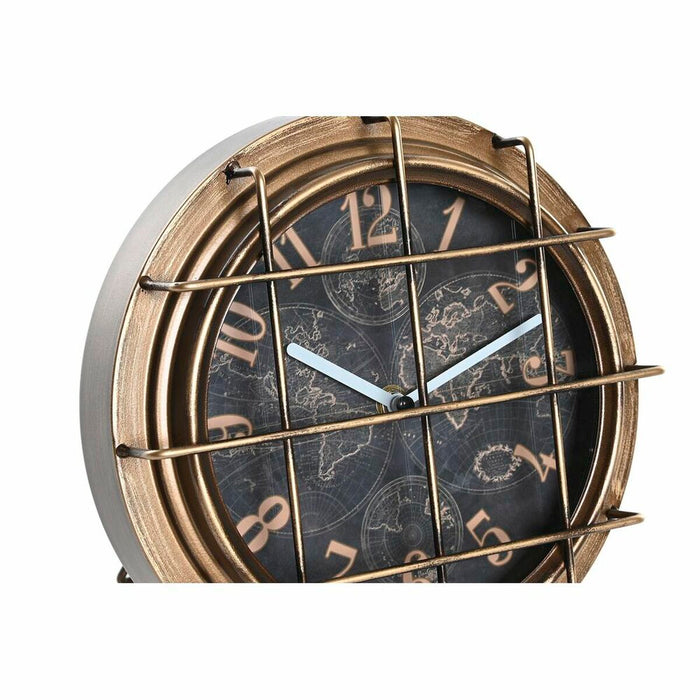 Table Clock Dkd Home Decor World Map 22 X 17 X 29 Cm Crystal Silver Black Golden White Iron 2 Units