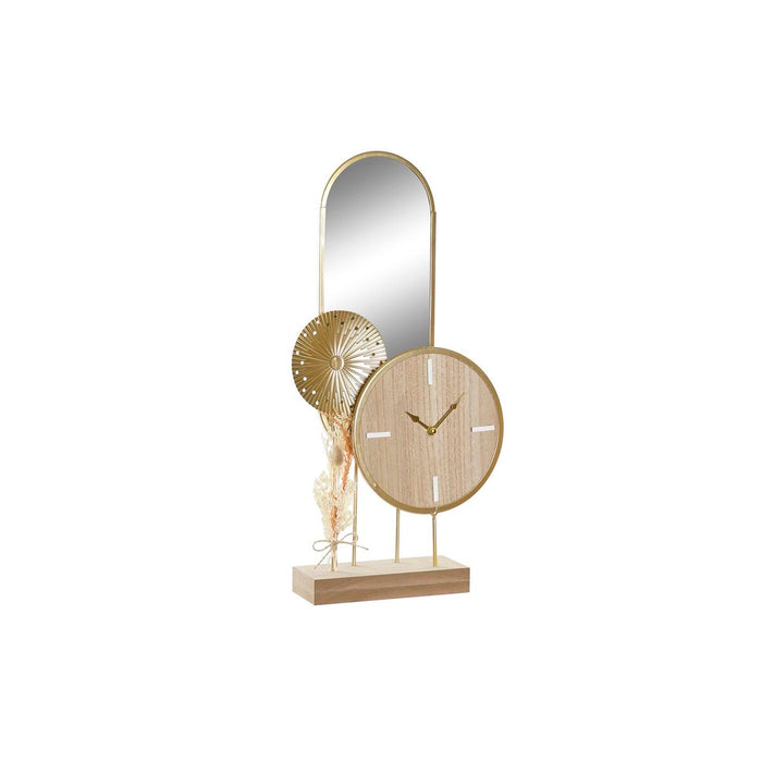 Table Clock Dkd Home Decor 26 X 8 X 53 Cm Mirror Natural Golden Metal Mdf Wood