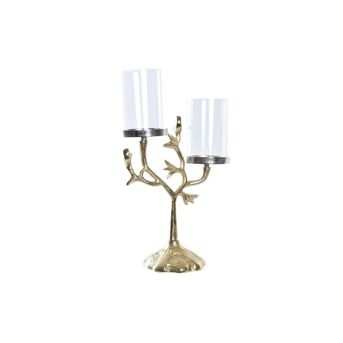 Candle Holder Dkd Home Decor Crystal Golden Aluminium Birds