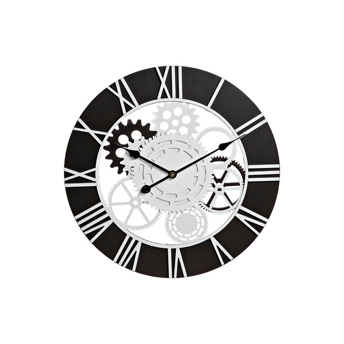 Wall Clock Dkd Home Decor Wood Black White Iron Gears 60 x