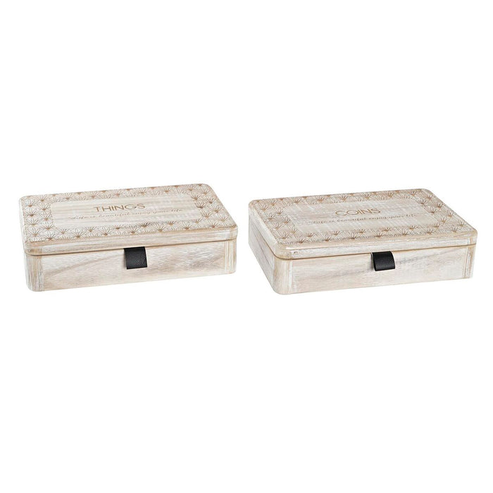 Decorative Box Dkd Home Decor Natural Mdf Wood 28 X 18 X 6.5 Cm 2 Units