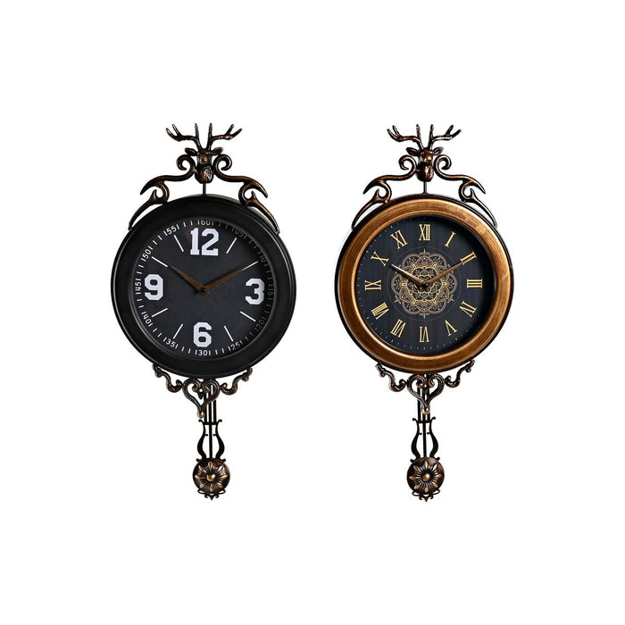 Wall Clock Dkd Home Decor 27 X 7.5 X 57.5 Cm Crystal Black Golden Iron Pendulum 2 Units