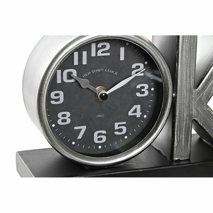 Table Clock Dkd Home Decor 23 X 8 X 15 Cm Silver Black Iron 2 Units