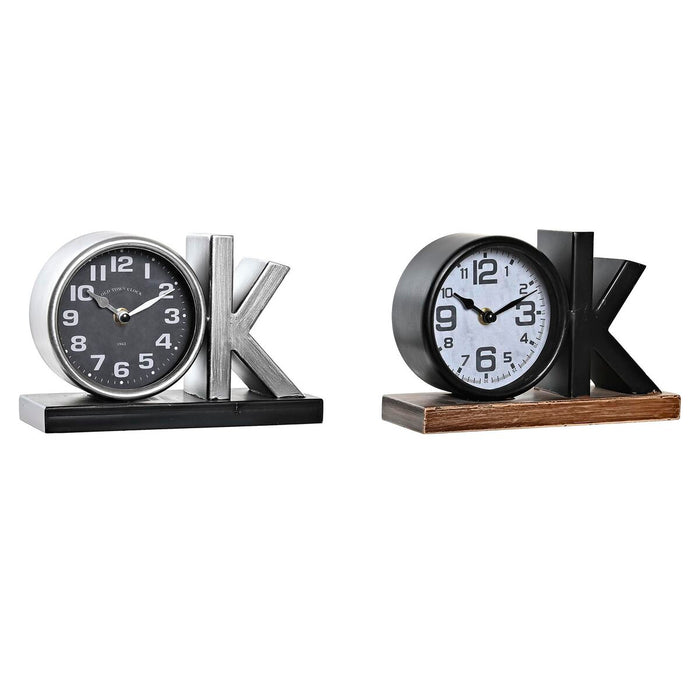 Table Clock Dkd Home Decor 23 X 8 X 15 Cm Silver Black Iron 2 Units