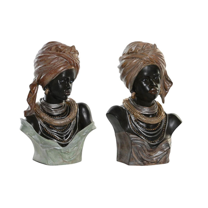 Decorative Figure Dkd Home Decor 26 X 17 X 40 Cm Black Beige Colonial African Woman 2 Units