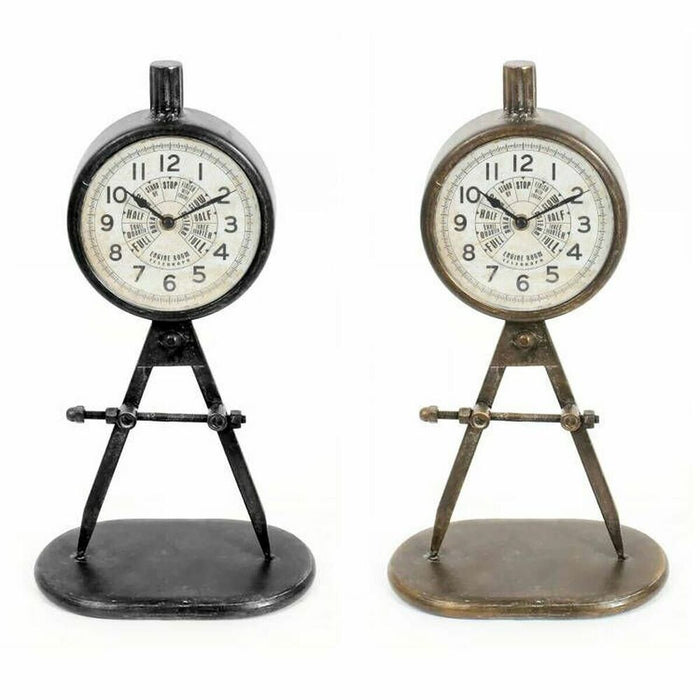 Table Clock Dkd Home Decor 17 X 8 X 31 Cm Black Golden Iron Pvc Loft 2 Units