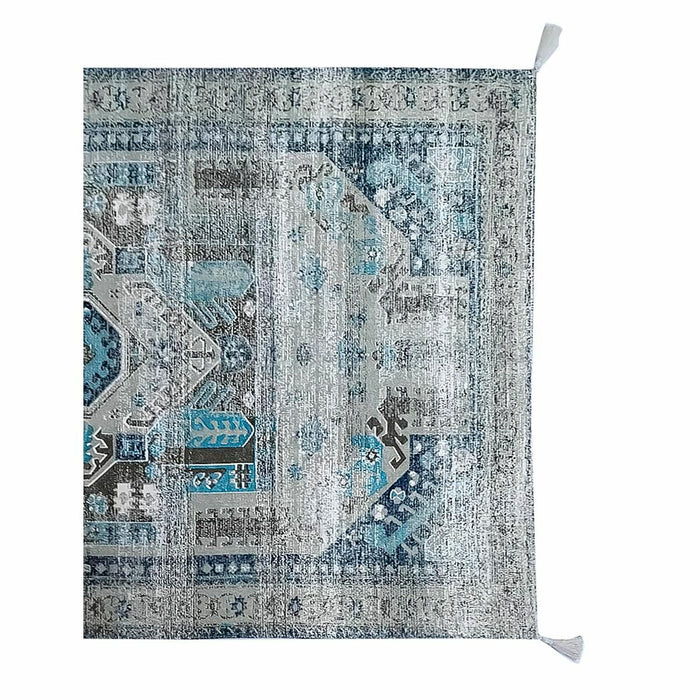 Carpet Dkd Home Decor Aged Finish Blue Cotton Arab 120 X 180 X 1 Cm