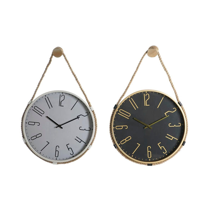 Wall Clock Dkd Home Decor 40 x 4.5 55 Cm Rope Iron 2 Units