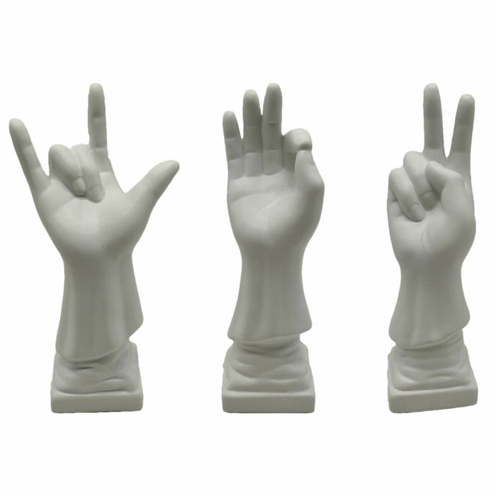 Decorative Figure Dkd Home Decor White Hand 7 X 7 X 25 Cm 3 Units