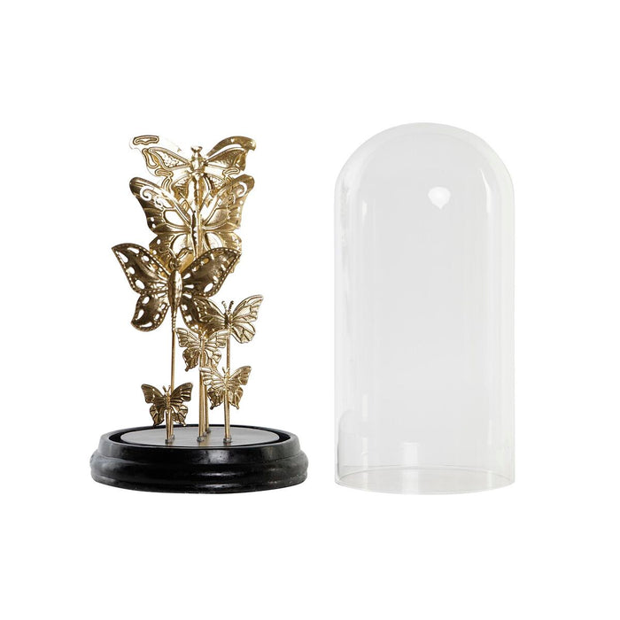 Decorative Figure Dkd Home Decor Crystal Black Golden Metal Butterflies 18.5 X 18.5 X 32.5 Cm