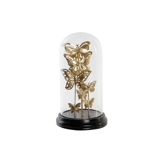 Decorative Figure Dkd Home Decor Crystal Black Golden Metal Butterflies 18.5 X 18.5 X 32.5 Cm