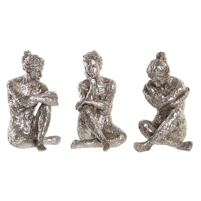 Decorative Figure Dkd Home Decor 17 X 15 X 26 Cm Lady Silver 3 Units