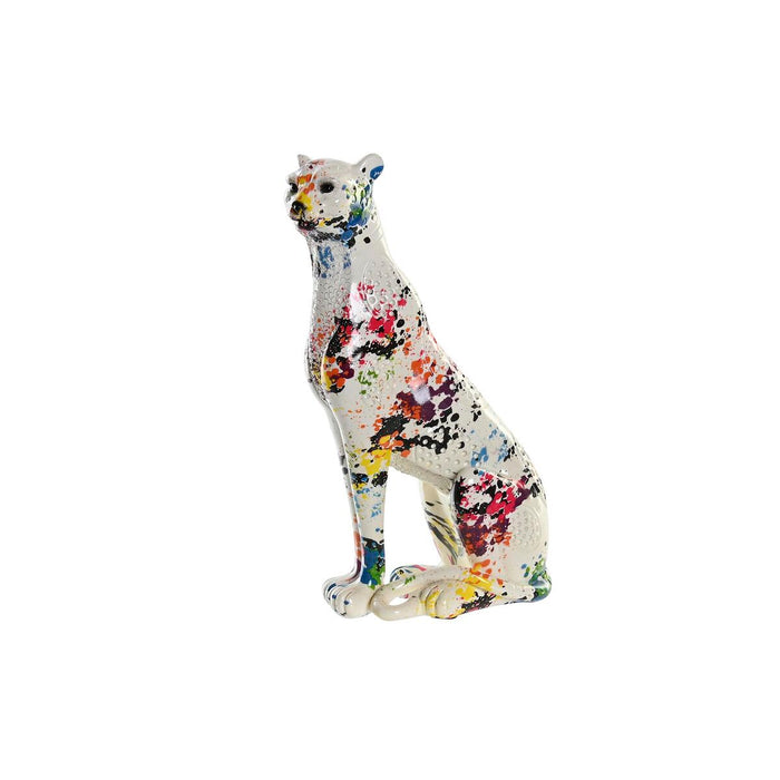 Decorative Figure Dkd Home Decor White Multicolour Leopard Modern 16 X 8 X 25 Cm